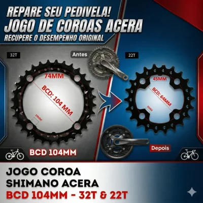 KIT REPARO COROA BCD 104MM COM 22T & 32T