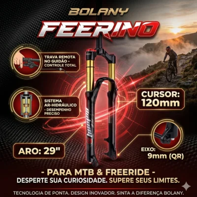 SUSPENSAO BOLANY FEERINO RETO TRAVA GUIDAO 120MM 9MM 