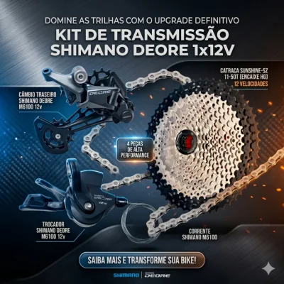 KIT TRANSMISSAO SHIMANO DEORE 1X12 VELOCIDADE 11-50T