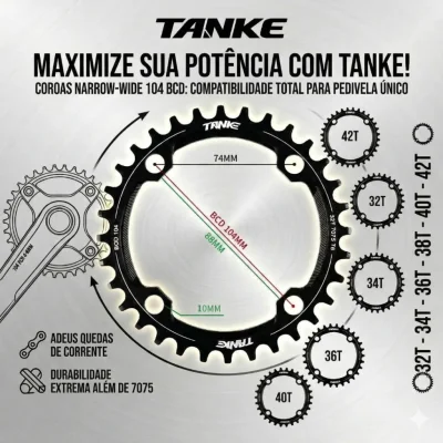 COROA TANKE BCD 104MM REDONDO VARIOS TAMANHOS 