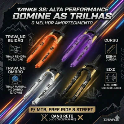 SUSPENSAO TANKE 32 RETO 120MM 9MM TRAVA GUIDAO & OMBRO 