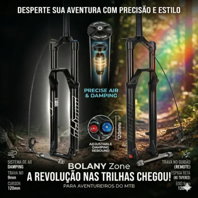 SUSPENSAO BOLANY ZONE RETO 120MM 9MM TRAVA NO GUIDAO