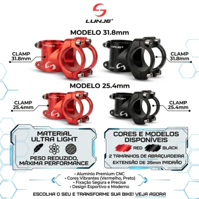 STEM LUNJE ULTRA LIGHT 35MM COM 25.4 & 31.8MM 