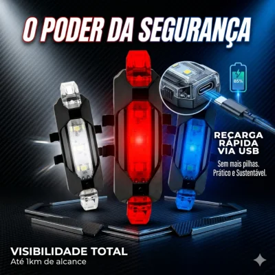 SINALIZADOR TRASEIRO HEALTH SAFETY VARIAS CORES