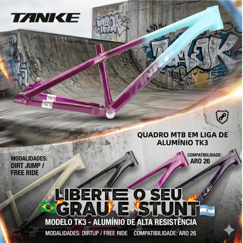 QUADRO TANKE TK3 DIRT JUMP FREE RIDE VARIAS CORES