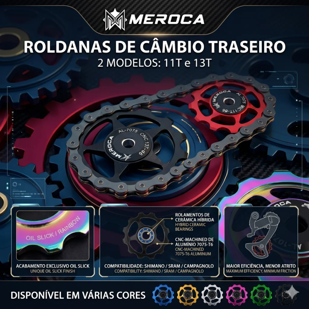 ROLDANA MEROCA ROLAMENTADA 11T & 13T DIVERSAS CORES